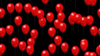 Parti kırmızı balonlar sorunsuz döngü video Alfa mat ile oluşturulan