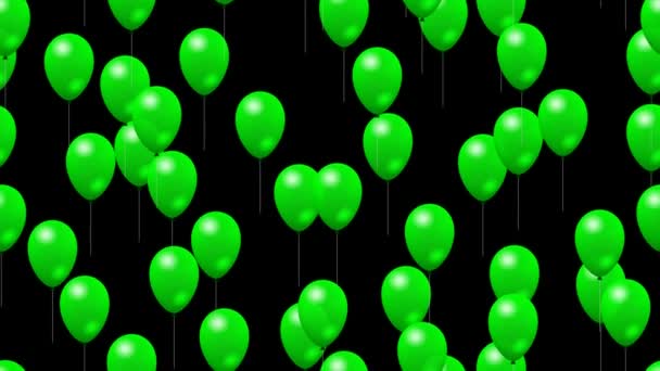 Partido globos verdes generados video lazo sin costuras con alfa mate — Vídeo de stock