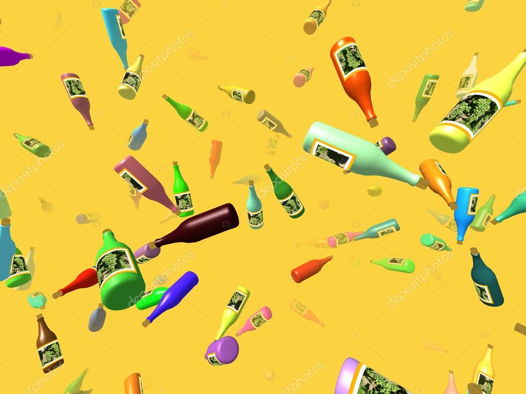 Flying bottles generated 3D background Stock Photo by ©PandaWild 61361711