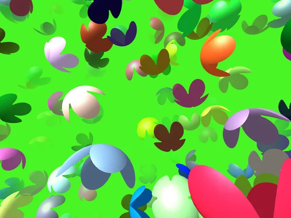 Flying flowers generated 3D background — Stock Photo, Image