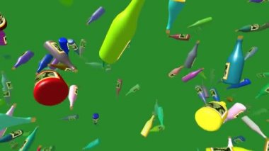 3d video üretilen şişeler uçan