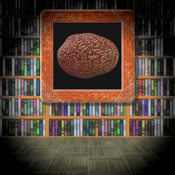 Cerveau dans la salle de bibliothèque texture générée — Photo