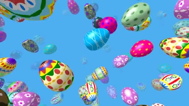 Huevos de Pascua voladores generados video 3D — Vídeos de Stock