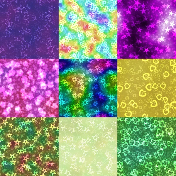 Set of neon shape symbols generated seamless textures — Stock Photo, Image