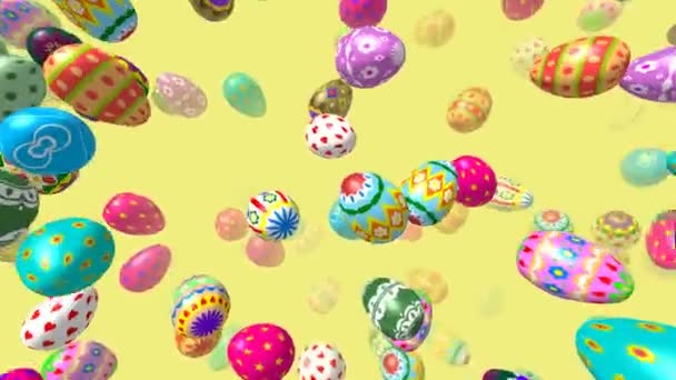 Flying easter eggs generated 3D video — Stock Video