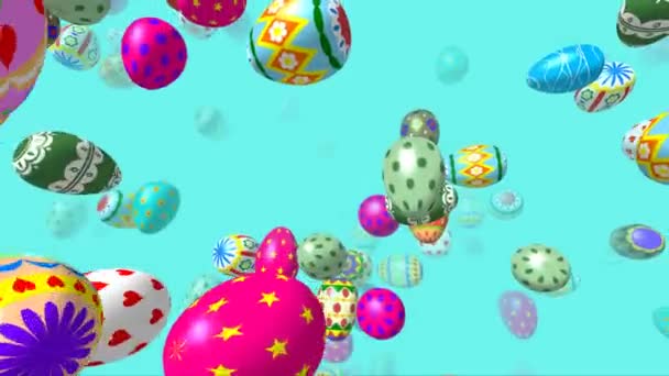 Huevos de Pascua voladores generados video 3D — Vídeos de Stock