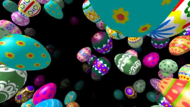 Flying easter eggs generated 3D video — Stock Video