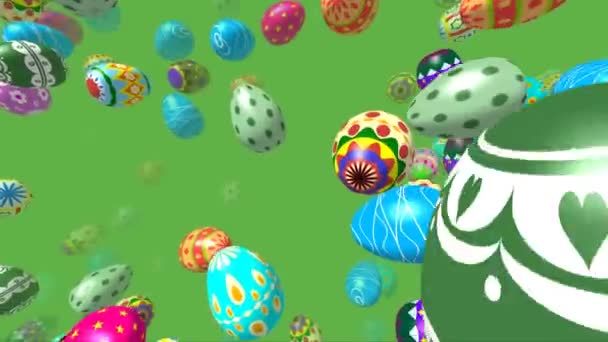 Flying easter eggs generated 3D video — Stock Video
