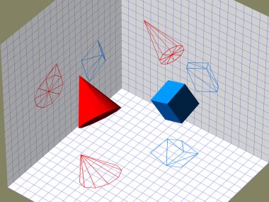 Descriptive geometry 3D projection clipart