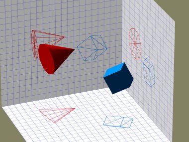 Descriptive geometry 3D projection clipart