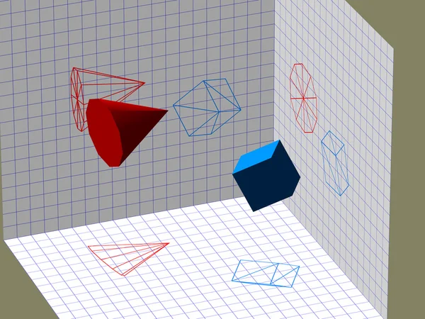 Geometrii wykreślnej projekcji 3d — Zdjęcie stockowe