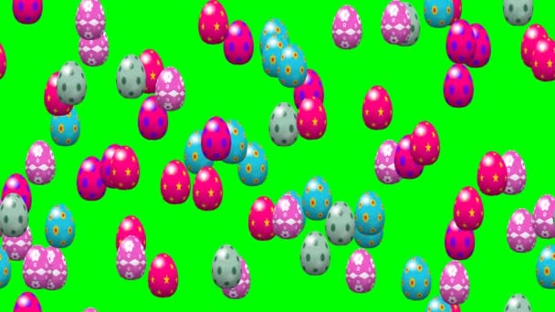 Falling easter eggs seamless loop video green screen — Stock Video