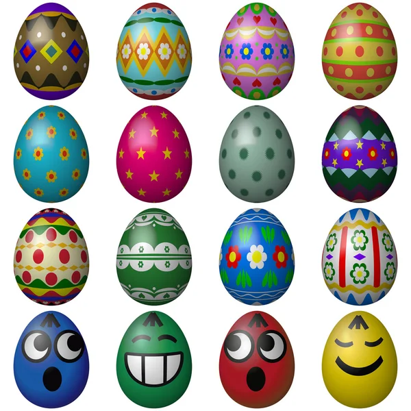 Set of easter eggs isolated on white background — Stock Photo, Image