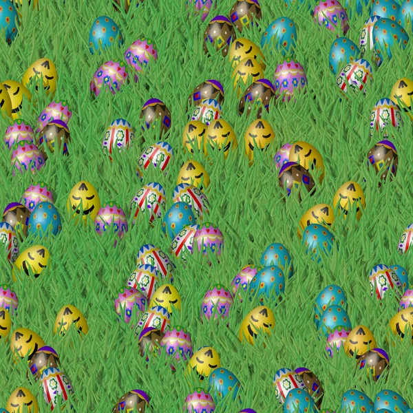 Easter grass with eggs seamless texture — Stock Photo, Image