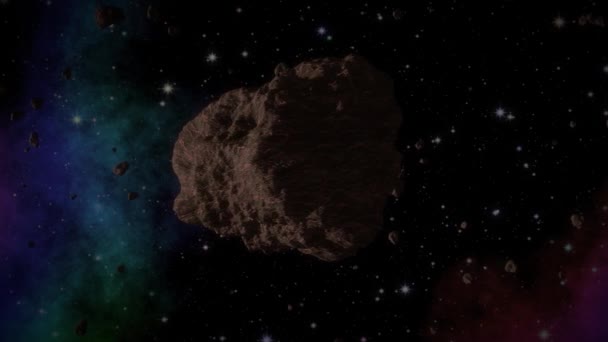 Asteroid in space generated video — Stock Video