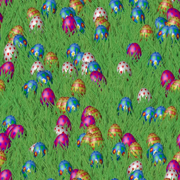 Easter grass with eggs seamless texture — Stock Photo, Image