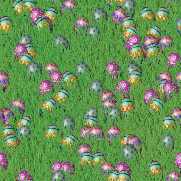 Пасхальная трава с бесшовной текстурой яиц — стоковое фото