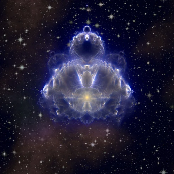 Buddhabrot - fractal Boeddha op nacht sterrenhemel — Stockfoto