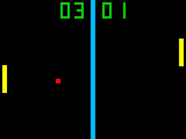 Телетеннис, игра в стиле ретро с пикселированной графикой — стоковое фото