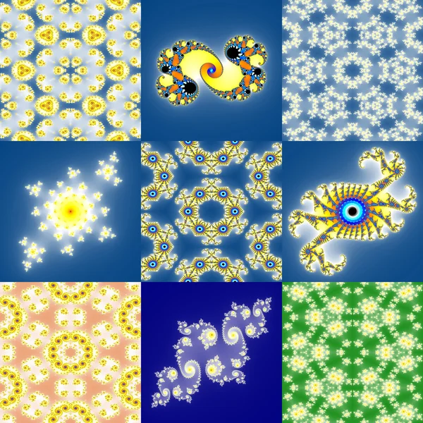 Set van fractal bloemenpatronen — Stockfoto