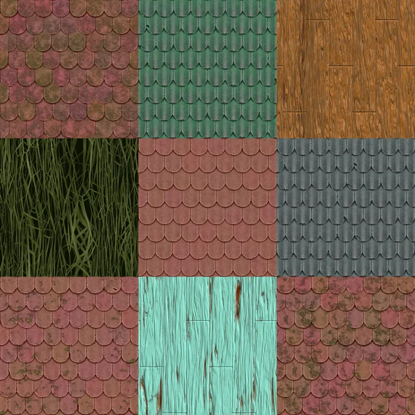 Set of old roof seamless generated textures — Stock Photo, Image
