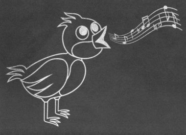 Singing bird on chalkboard clipart