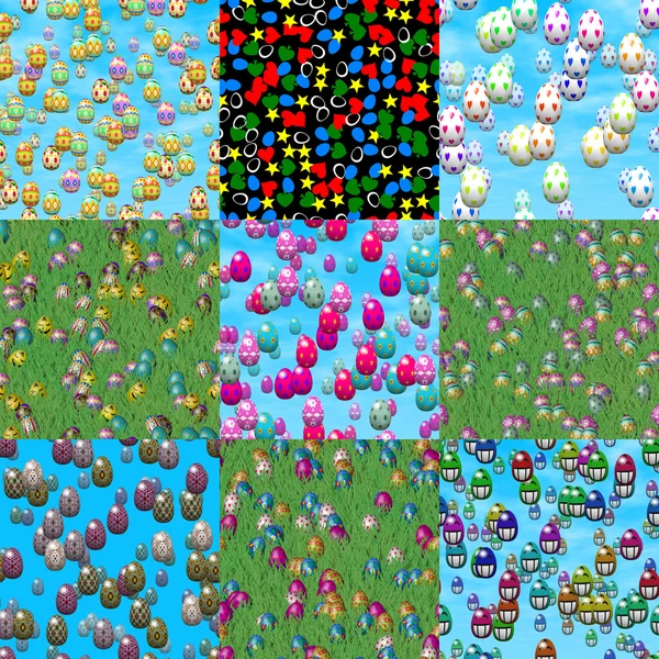 Set of easter eggs generated seamless textures — Stock Photo, Image