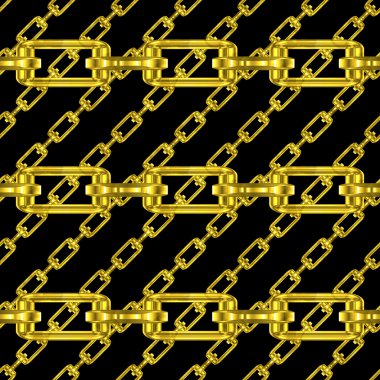 Siyah arka plan sorunsuz doku ile altın zincirleri