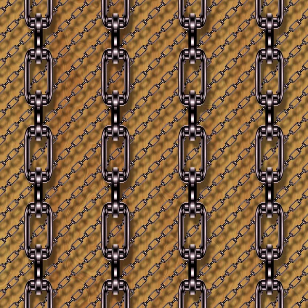 Iron chains with wood seamless texture — Stock Photo, Image