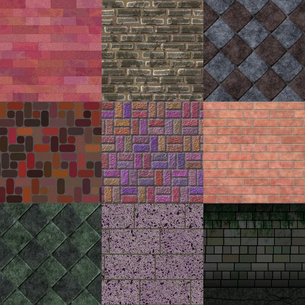 Conjunto de texturas generadas pavimento de ladrillo —  Fotos de Stock