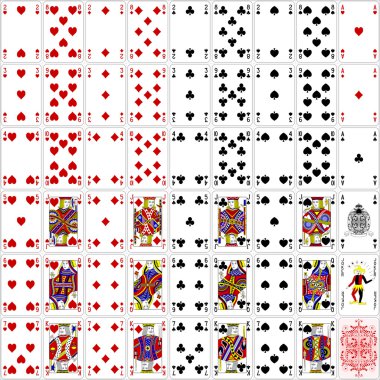 Poker kartları tam set dört renk klasik tasarım 400 dpi