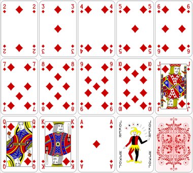 Poker cards diamond set four color classic design 600 dpi clipart
