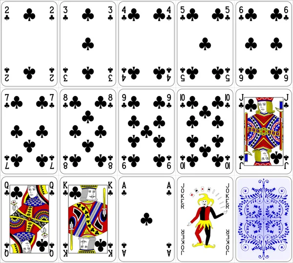 Clube de cartas de poker conjunto de quatro cores design clássico 600 dpi — Vetor de Stock