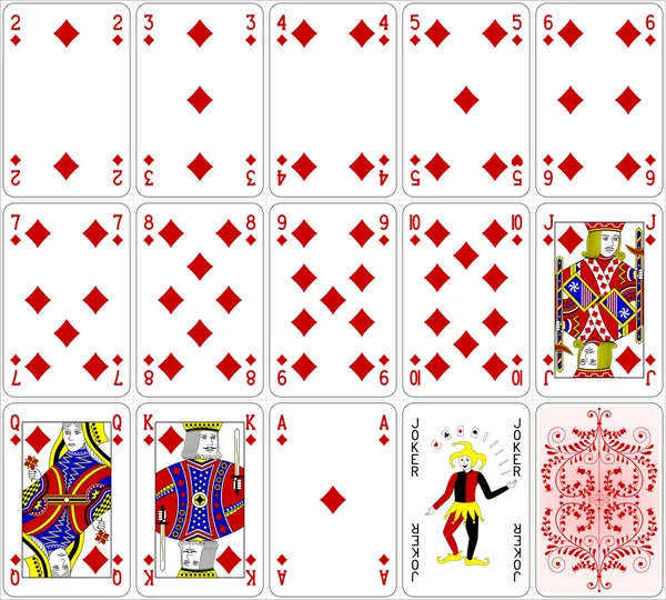 Poker tarjetas de diamantes de cuatro colores de diseño clásico 600 dpi — Vector de stock