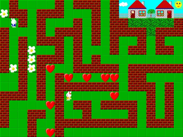 Labyrint, retro stil spelet pixelated grafik — Stockfoto