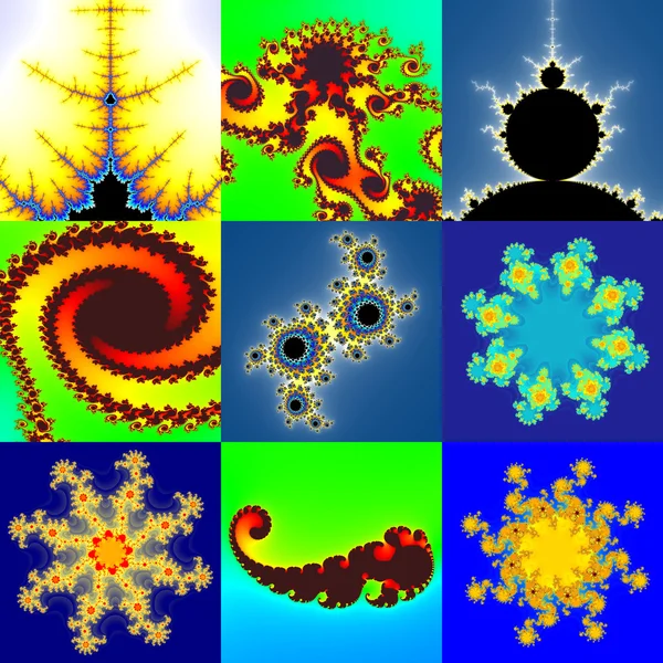 Conjunto de patrones florales fractales —  Fotos de Stock