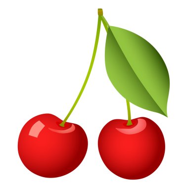 Beyaz arkaplanda izole edilmiş kiraz meyvesi