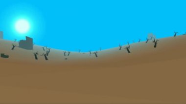 Düşük Poli retro tarzı moorland