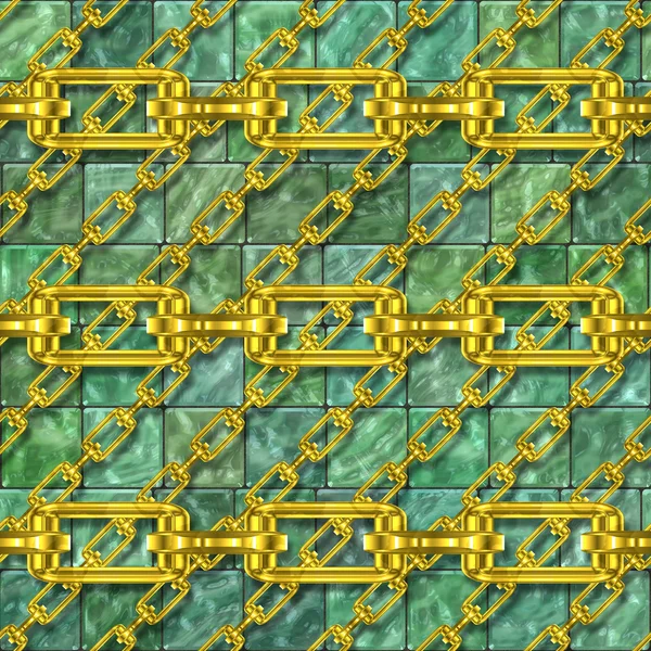 Iron chains with glazed tiles seamless texture — Stock Photo, Image