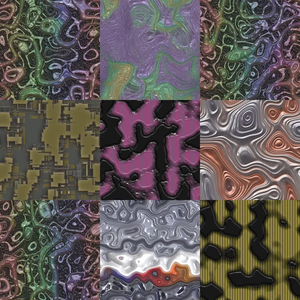 Set of plastic waves generated seamless textures — Stock Photo, Image