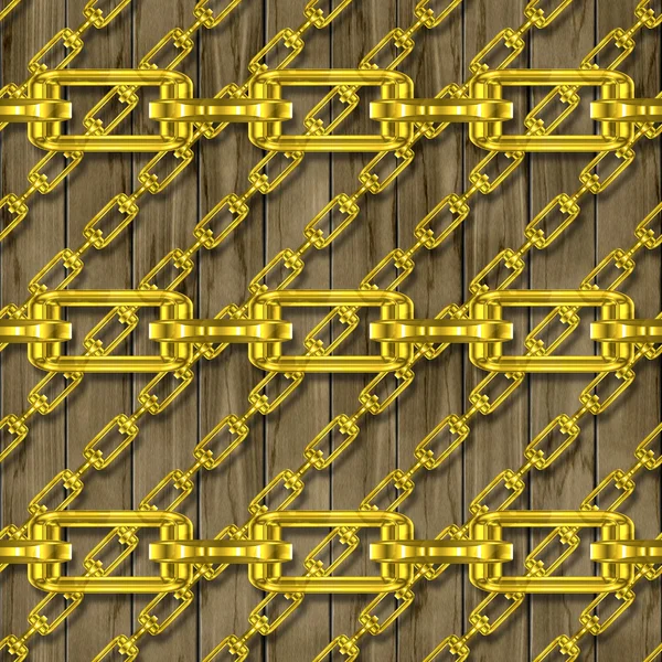 Iron chains with wood seamless texture — Stock Photo, Image