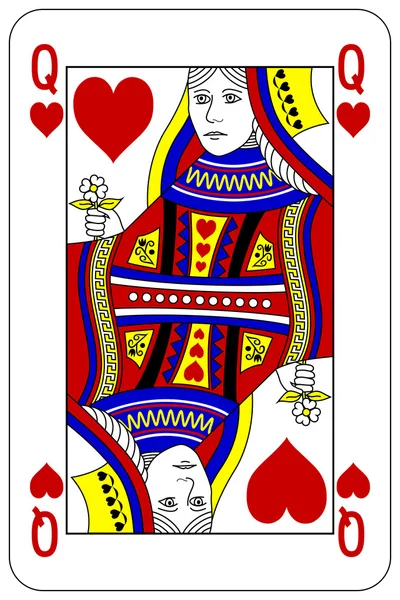 Pokerové hrací karta královna srdce — Stockový vektor