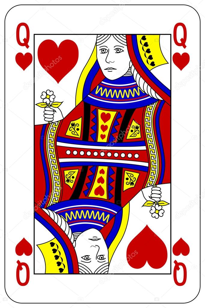 Naipes de Poker Reina corazón — Archivo Imágenes Vectoriales