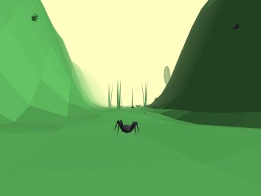 Düşük Poli retro tarzı böcek dünya