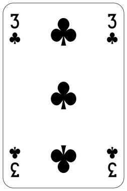 Poker oyun kağıdı 3 kulübü