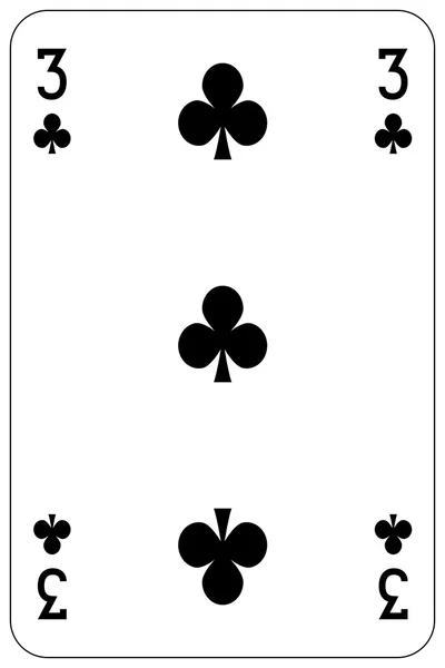 Poker-Spielkarte 3 Club — Stockvektor