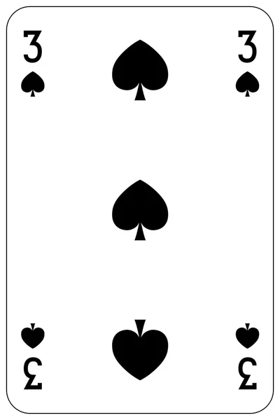 Poker playing card 3 spade — Stock Vector