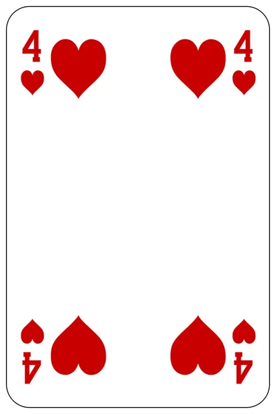 Poker naipe 4 corazón — Vector de stock