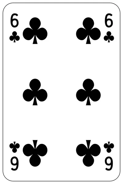 Poker carte à jouer 6 club — Image vectorielle