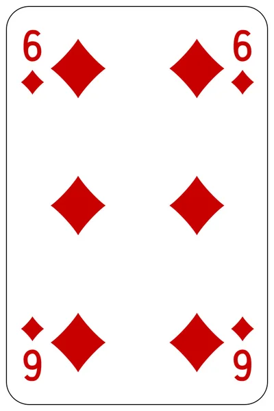 Poker-Spielkarte 6 Diamant — Stockvektor